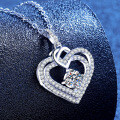 S925 Sterling Silver Moissanite Luxury Heart Necklace Pendant Wholesale-0-0