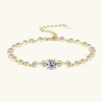 wholesale S925 Sterling Silver Cross-Border New Small Design Moissanite Bracelet for Women, Fresh and Sweet Trendy Hand Jewelry-Gold - 3.08 carats  925 silver