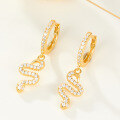 wholesale S925 sterling silver with zirconia inlaid snake-shaped hoop ear cuff, a stylish, simple, sweet yet edgy, versatile animal-inspired serpent earring-0-2
