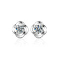 wholesale 925 Sterling Silver Minimalist Zircon Four-Leaf Clover Ear Studs, Small and Exquisite, Hypoallergenic for Sensitive Ears, Niche and Elegant-0-4