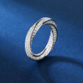 wholesale S925 rhodium-plated heavy work design Enzela pure silver ring with curved pave setting and zircon-0-0