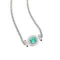 wholesale Metal material first: ZHUO ZHI FAN Jewelry New Simulated Paraiba High-Carbon Diamond Necklace 9*11mm Oval Creative Cuban Link-0-4