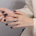 wholesale S925 Sterling Silver Irregular European-style Interlocking Link Chain Open Ring Hip Hop Punk Ring for Women-0-3