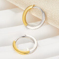 wholesale S925 Silver Plain Hoop Earrings, Two-Tone Silver Ear Hoops, Ins Style Versatile Minimalist High-End Ear Clasps for Women Wholesale-0-2