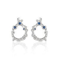 wholesale S925 Sterling Silver Irregular Lava Design Ins High-End Silver Earrings for Women with Circle Diamond Inlay-Platinum [with sterling silver earrings] 925 silver