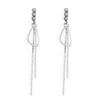 wholesale S925 sterling silver irregular circle zirconia tassel earrings, French chic magazine-style versatile earrings-099FR/approx. 1.7g/pair>925 silver