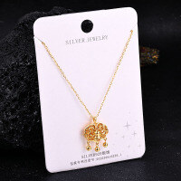 S925 Sterling Silver K Gold Pendant Necklace with Gourd and Plain Pi-S925 Sterling Silver YD2-0062BJ 925 Silver