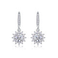 wholesale 925 Sterling Metal Sunflower Popular Hook Earrings Moissanite Ear Jewelry, Elegant and Luxurious High-End Sense Earrings-0-4
