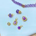 wholesale Sterling silver gold-plated inlaid natural amethyst calabash DIY bracelet necklace accessory pendant handcrafted cord jewelry-0-1