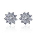 wholesale S925 Sterling Silver Moissanite Floral Stud Earrings Fashionable Elegance Simple Commute Holiday Gift for Girlfriend-0-4