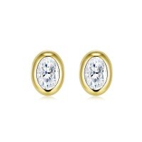 S925 Silver New Cross-Border Gold Fashion Minimalist Ins-Style Versatile Small Premium Stud Earrings.-Moissanite 4*6mm  925 silver plated with K yellow
