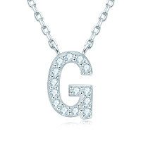 S925 Sterling Silver Necklace with Moissanite Pendant, Unisex Classic Style, Clearance Shipping Included.-Letter G necklace [Moissanite]