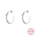 wholesale S925 Sterling Silver Geometric C-Shape Colorful Diamond Inlaid Creative Minimalist Stud Earrings-0-4