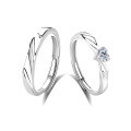 wholesale S925 Sterling Silver Heartbeat Signal Couple Ring, Women's Small and Advanced Luxury Minimalist Open Adjustable Ring-0-5