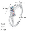 S925 Silver Full Moissanite Double-Line Women's Ring, Daily Wear Gift-0-3