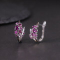wholesale S925 sterling silver inlaid with natural topaz gemstone earrings, pomegranate stone small and exquisite-0-3