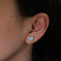 wholesale S925 silver gold-plated opal dreamy blue luxury elegant palace-style earrings-0-2