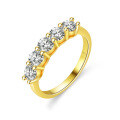 14K Gold Plated S925 Sterling Silver Moissanite Five-Star Seven-Star Row Ring-0-4