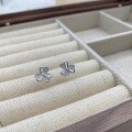 wholesale S925 silver maker's stud earrings with diamond inlaid clover love design, exquisite niche elegant high-end earrings for girlfriend-0-2