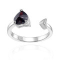 wholesale 925 Silver Metal Open Ring for Women, European and American Fashion Gemstone Crystal Ring with Inlaid Stones-0-11