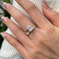 wholesale 18k Gold Plated S925 Silver 15mm Moissanite Clover Engagement Ring Set for Women Stackable-0-3