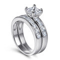 wholesale 925 Sterling Silver Cross-border E-commerce Zirconia Simulated Diamond Ring Women's Fashion Proposal Set Wholesale-0-4