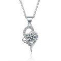 S925 Sterling Silver 50-Point Moissanite Love Heart Pendant Necklace-0-3