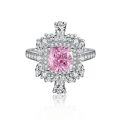 wholesale S925 Sterling Silver Iced Cut Ring European and American Cross-Border Live Streaming Hit Middle East Luxury Full Diamond Ring Pink Diamond Ring for Women-0-4