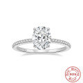wholesale S925 Sterling Silver luxurious high-end carat diamond ring with ultra-sparkling pave setting for engagement-0-6