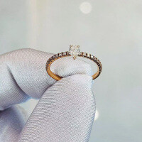 wholesale S925 Silver New Small Sugar Cube Ring for Women, Teardrop Pear-Shaped Engagement Wedding Ring-R151 Rose Gold 9