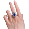 wholesale 925 Sterling Silver New European and American Style 8*12 Waterdrop Royal Blue Pear-Shaped Fashionable and Luxuriously Set Ring for Women with Drop Shipping-0-4