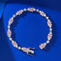 wholesale Metal Material: 925 Sterling Silver, New Classic Fashion Pink Diamond Bracelet, Daily Wear Small Fresh Style OL Live Streaming Hit Popular on Xiaohongshu-0-1