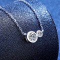 S925 Sterling Silver Moissanite French Bubble Pendant Necklace, Light Luxury, Niche, Versatile-0-0