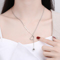 wholesale S925 Sterling Silver Korean Japanese Trendy Letter D Fringe Cube Charm Link Side Chain Necklace-0-2