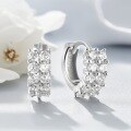 wholesale S925 Sterling Silver Geometric Row Zircon Ear Hoop with Circular Ear Clasp, Fashionable and Luxurious High-End Design Earrings-0-1