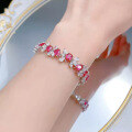 wholesale S925 silver jewelry live broadcast new style luxurious full diamond bezel set pigeon blood red bracelet, high-end, festive, exquisite, and elegant-0-3