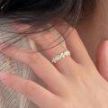 wholesale S925 Sterling Silver Korean Style Four-Leaf Clover Ring for Women, Minimalist Luxury Fashion with Artistic Floral Design-0-2
