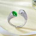 wholesale Sterling silver plated with high-ice green chalcedony and 60mm agate in a signature cabochon design-0-2