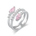 wholesale S925 Sterling Silver Pink Heart High-Carbon Diamond Ring Light Luxury Vintage Premium Clearance Style-0-9