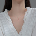 wholesale S925 silver gradient rose red tiger's eye stone women's geometric adjustable elegant collarbone necklace D4646-0-0