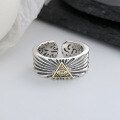 wholesale S925 Sterling Silver Retro God's Eye Open Ring Exaggerated Heavy Work Bold Euro-American Punk Unisex Ring-0-3