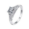 wholesale S925 Sterling Silver Wholesale Hot-selling Princess Cut 1/2 Carat Colored Moissanite Ring for Cross-border Trade-0-4
