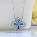 wholesale S925 Silver Four-Leaf Clover Necklace, Retro Short Cross Chain Silver Necklace, Trending Necklace 40+3-0-0
