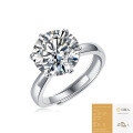 S925 Silver Moissanite Six-Claw Light Luxury Adjustable Ring-0-25