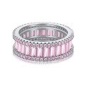 wholesale S925 silver ring for women, princess pink square-cut zirconia heart-shaped oval pave stacking finger ring jewelry-0-8