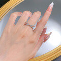 wholesale S925 Silver Zhuo Zhifan Cross Ring for Women, Proposal Ring with Micro-Paved Half Diamond, Simple, Fashionable, and Personalized European-American Style-0-3