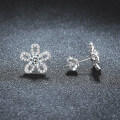 S925 Sterling Silver Sunflower Stud Earrings with Moissanite-0-1