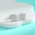 wholesale S925 Sterling Silver Cross Moissanite Square Sugar Stud Earrings, Simple and Elegant Fashion Women's Wholesale-0-1