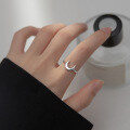 wholesale S925 Silver Moon Ring for Women, Japanese and Korean Style Nature-Inspired Crescent Moon Adjustable Ring with Personality J4465-0-0