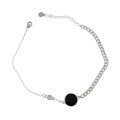 wholesale S925 Sterling Silver 267 Korean Version Ins Black Drip Glue Zircon Chain Anklet for Women, Small and Minimalist, Retro Anklet-0-4